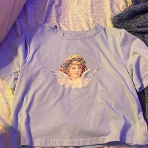 baby blue angel crop top